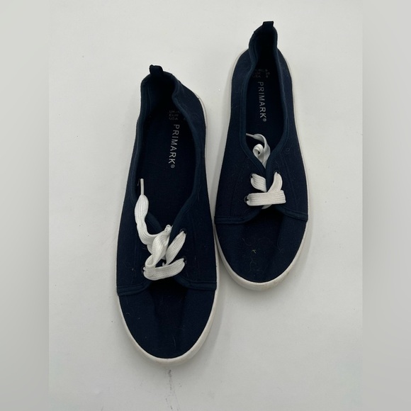 Primark Blue/White Canvas Lace-Up Low-Top Sneakers - Women's Size 8 - Picture 1 of 4